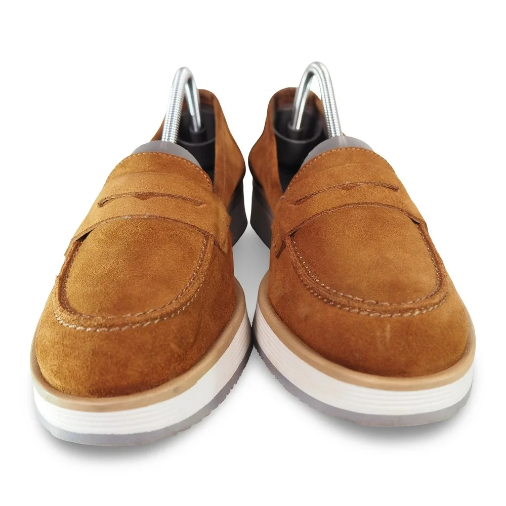 Annabella Femme Penny Loafers Women 8.5 Brown Suede Leather‎ Platform Shoes